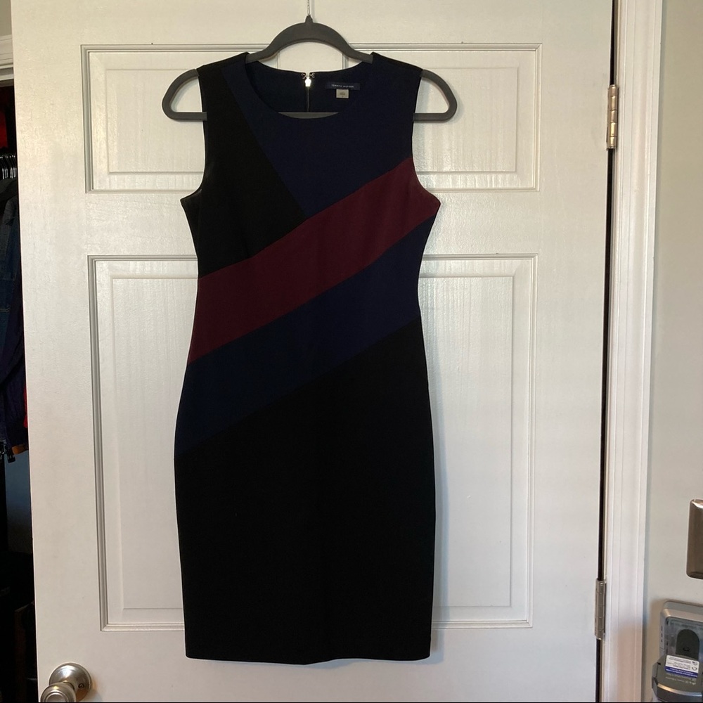 Tommy Hilfiger color block work dress, black blue purple